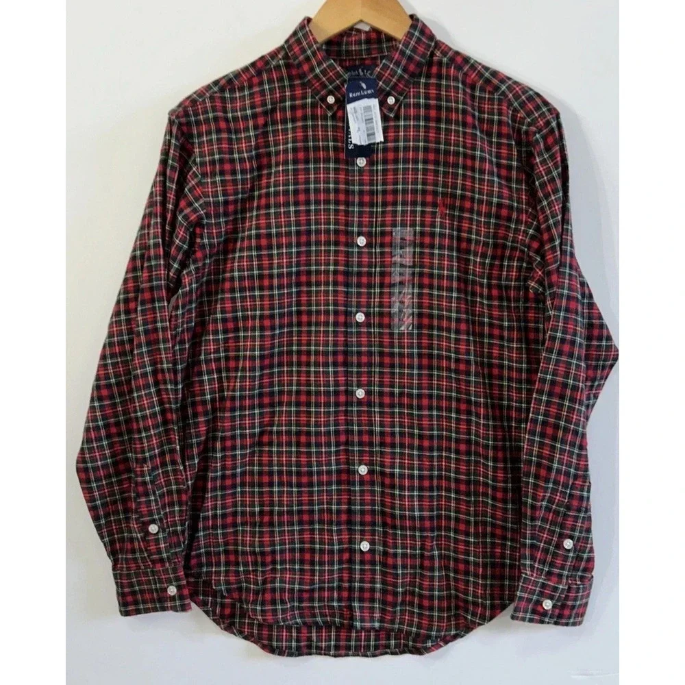 NWT Boys Ralph Lauren Tartan Plaid L/S Button Down Shirt Holiday Sz XL 20 New